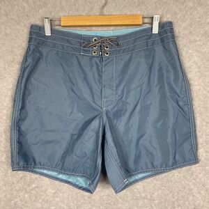 Vintage Birdwell Beach Britches Mens 32 Blue Board Shorts Made in USA